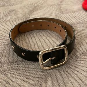 Brighton Leather Black Belt with Silver Buckle and Silver Brighton Hearts & Xs